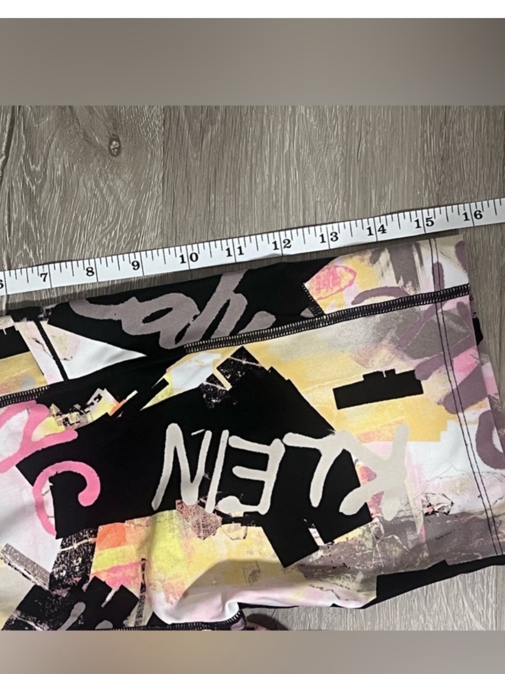 Calvin Klein Abstract Print Bike Shorts in Black, Pink, Yellow - Picture 4 of 5